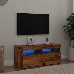 Berkfield Home TV Cabinet with LED Lights Old Wood 90x35x40 cm Engineered Wood in Brown - Size: 90 x 35 x 40 cm - thumbnail 4