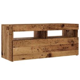 Berkfield Home TV Cabinet with LED Lights Old Wood 90x35x40 cm Engineered Wood in Brown - Size: 90 x 35 x 40 cm - thumbnail 6