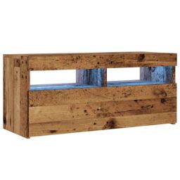 Berkfield Home TV Cabinet with LED Lights Old Wood 90x35x40 cm Engineered Wood in Brown - Size: 90 x 35 x 40 cm - thumbnail 3