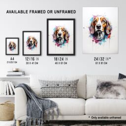 "Artery8 Wall Art Print Beagle Lovers Gift Watercolour Pet Portrait Painting Artwork Poster - Size: W24"" x H32""" - thumbnail 3