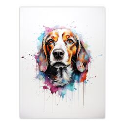 "Artery8 Wall Art Print Beagle Lovers Gift Watercolour Pet Portrait Painting Artwork Poster - Size: W24"" x H32""" - thumbnail 1