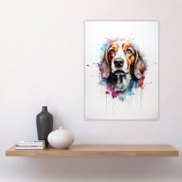 "Artery8 Wall Art Print Beagle Lovers Gift Watercolour Pet Portrait Painting Artwork Poster - Size: W24"" x H32""" - thumbnail 4