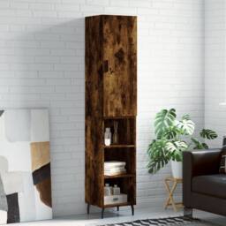 Berkfield Home Highboard Smoked Oak 34.5x34x180 cm Engineered Wood in Brown - thumbnail 2