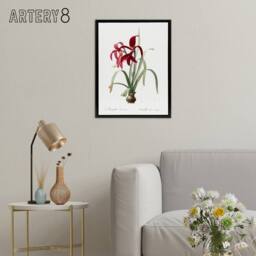 "Artery8 Aztec Lily Botanical Redoute Vintage Black Framed Canvas Wall Art in White - Size: W12"" x H16""" - thumbnail 3