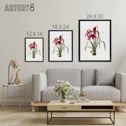 "Artery8 Aztec Lily Botanical Redoute Vintage Black Framed Canvas Wall Art in White - Size: W12"" x H16""" - thumbnail 4