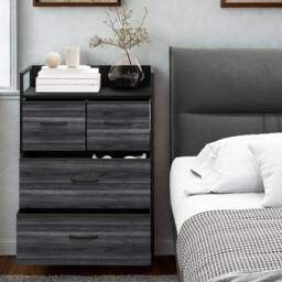 FURNOS Industrial 4 Fabric Drawer Chest Storage Unit With Shelftop Black - thumbnail 4