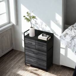 FURNOS Industrial 4 Fabric Drawer Chest Storage Unit With Shelftop Black - thumbnail 2