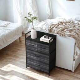 FURNOS Industrial 4 Fabric Drawer Chest Storage Unit With Shelftop Black - thumbnail 3