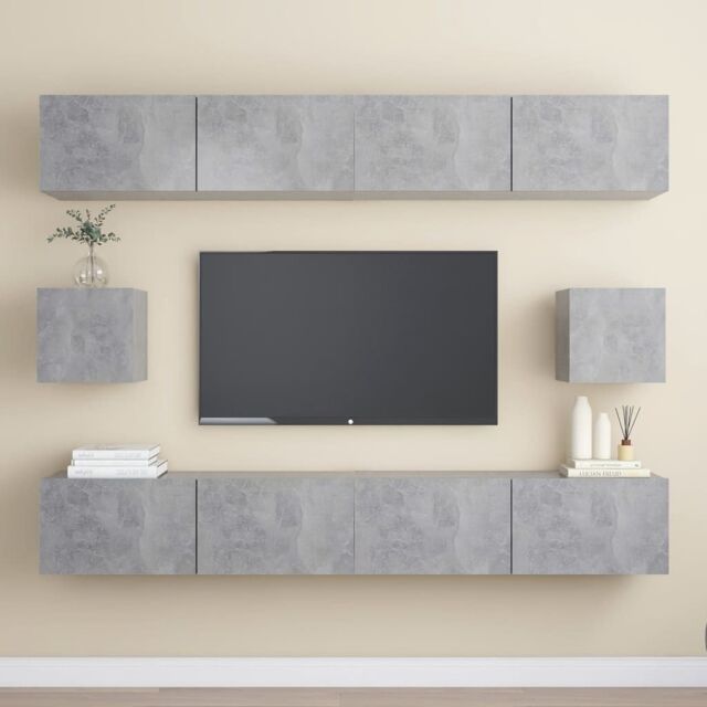 Berkfield Home 6 Piece TV Cabinet Set Concrete Grey Engineered Wood - image 1