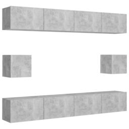 Berkfield Home 6 Piece TV Cabinet Set Concrete Grey Engineered Wood - thumbnail 2