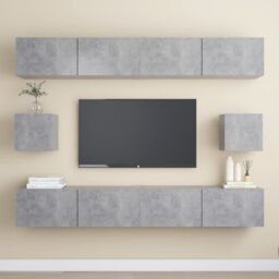 Berkfield Home 6 Piece TV Cabinet Set Concrete Grey Engineered Wood - thumbnail 1