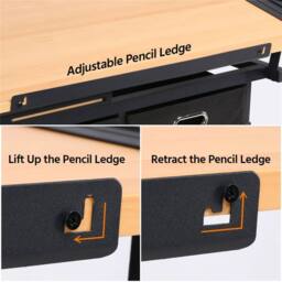 VOGREX Wood Adjustable Drafting Table Stool Set Architect Drawing Desk in Beige - thumbnail 4