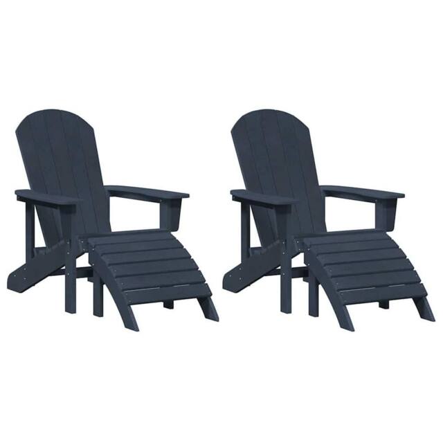 Berkfield Home Adirondack Chairs with Footrests 2 pcs Navy Blue HDPE - image 1