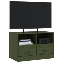 Berkfield Home TV Cabinet Olive Green 67x39x44 cm Steel - Size: 67 x 39 x 44 cm - thumbnail 4