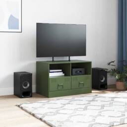 Berkfield Home TV Cabinet Olive Green 67x39x44 cm Steel - Size: 67 x 39 x 44 cm