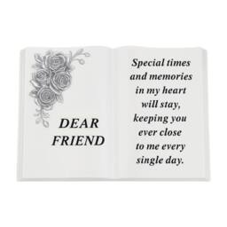 David Fischhoff 3D Graveside Memorial Rose White Book Ornament - Friend - thumbnail 1