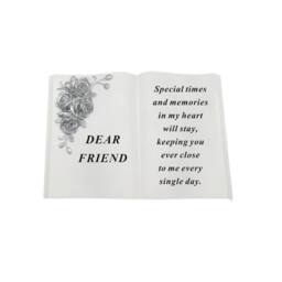 David Fischhoff 3D Graveside Memorial Rose White Book Ornament - Friend - thumbnail 3