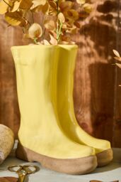 Dibor Large Yellow Wellington Boot Indoor Outdoor Garden Planter Flower Pot H29.5 x W24cm