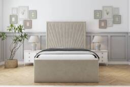 "Sloomy Somerset Plush Deep-Sided Bed Frame With 50"" Upholstered Headboard in Cream - Size: Small Single" - thumbnail 1