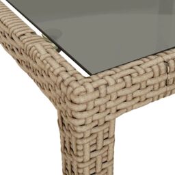 Berkfield Home Garden Table Beige 250x100x75 cm Tempered Glass & Poly Rattan - Size: 250 x 100 x 75 cm - thumbnail 5