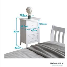 Nöa and Nani Torsby Side Table Chest 3 Drawer in White - thumbnail 3