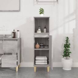 Berkfield Home Durable Bathroom Cabinet Grey Sonoma 30x30x100 cm Engineered Wood - Size: 30 x 30 x 100 cm