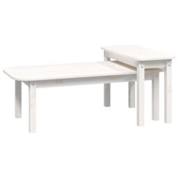 Berkfield Home 2 Piece Coffee Table Set White Solid Wood Pine - thumbnail 2