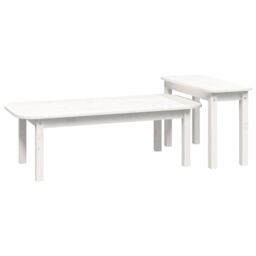 Berkfield Home 2 Piece Coffee Table Set White Solid Wood Pine - thumbnail 5