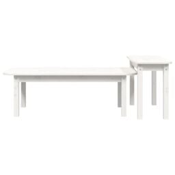 Berkfield Home 2 Piece Coffee Table Set White Solid Wood Pine - thumbnail 6