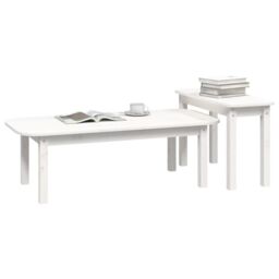 Berkfield Home 2 Piece Coffee Table Set White Solid Wood Pine - thumbnail 4