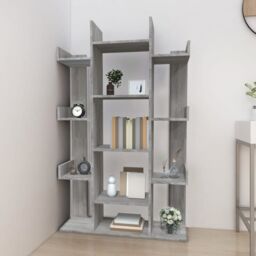 Berkfield Home Book Cabinet Grey Sonoma 86x25.5x140 cm Engineered Wood - thumbnail 3