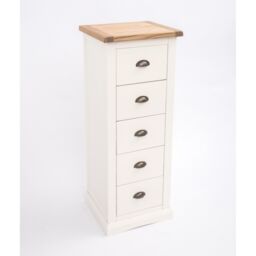 Cabinet Bits Cosenza 5 Drawer Narrow Chest of Drawers Brass Cup Handle in Off-White - thumbnail 4