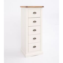 Cabinet Bits Cosenza 5 Drawer Narrow Chest of Drawers Brass Cup Handle in Off-White - thumbnail 3