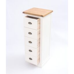Cabinet Bits Cosenza 5 Drawer Narrow Chest of Drawers Brass Cup Handle in Off-White - thumbnail 5