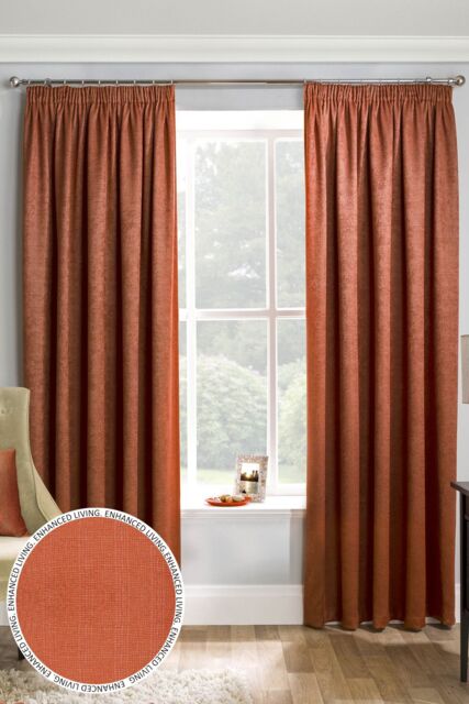 Enhanced Living 'Matrix' Orange - Tape Top Thermal Noise Reducing Dim Out Curtains - Pair - Size: 117 cm width x 183 cm drop - image 1