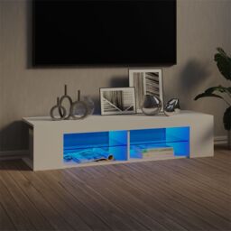 Berkfield Home TV Cabinet with LED Lights White 135x39x30 cm - Size: 135 x 39 x 30 cm - thumbnail 1