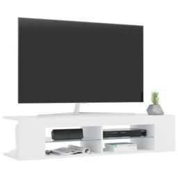 Berkfield Home TV Cabinet with LED Lights White 135x39x30 cm - Size: 135 x 39 x 30 cm - thumbnail 6