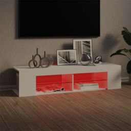 Berkfield Home TV Cabinet with LED Lights White 135x39x30 cm - Size: 135 x 39 x 30 cm - thumbnail 5