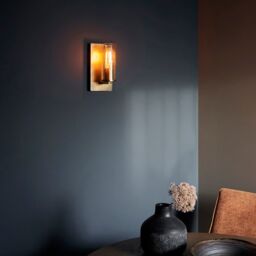 Loops 2 PACK Antique Brass Patina Wall Lamp Light & Champagne Glass Shade 10W E27 LED in Clear - thumbnail 4