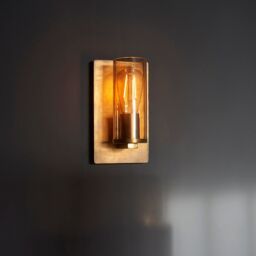 Loops 2 PACK Antique Brass Patina Wall Lamp Light & Champagne Glass Shade 10W E27 LED in Clear - thumbnail 3