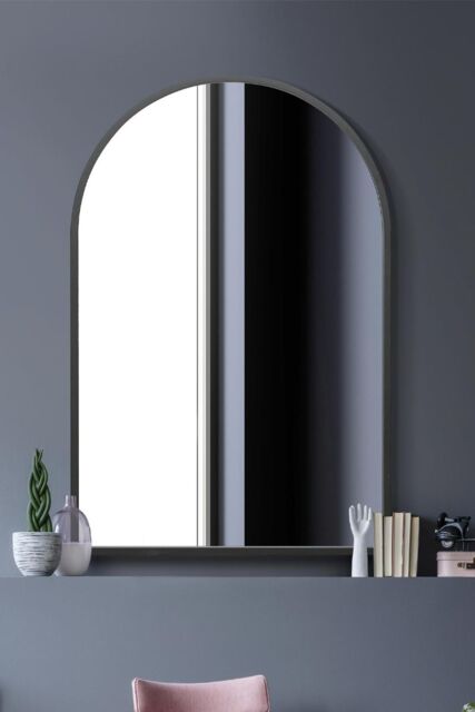 "MirrorOutlet Black Metal Framed Arched Wall Mirror 47"" X 31"" (120CM X 80CM) - Size: 1 Pack" - image 1