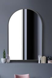 "MirrorOutlet Black Metal Framed Arched Wall Mirror 47"" X 31"" (120CM X 80CM) - Size: 1 Pack" - thumbnail 2