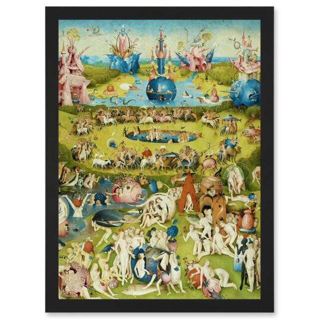 Artery8 Hieronymus Bosch Garden Earthly Delights Painting Artwork Framed Wall Art Print A4 in Black - image 1