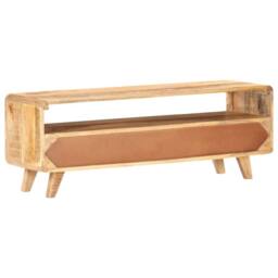 Berkfield Home TV Cabinet 117x30x41 cm Solid Rough Mango Wood in Brown - Size: 117 x 30 x 41 cm - thumbnail 4