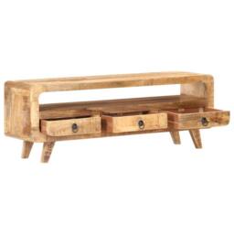 Berkfield Home TV Cabinet 117x30x41 cm Solid Rough Mango Wood in Brown - Size: 117 x 30 x 41 cm - thumbnail 2