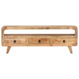 Berkfield Home TV Cabinet 117x30x41 cm Solid Rough Mango Wood in Brown - Size: 117 x 30 x 41 cm - thumbnail 3