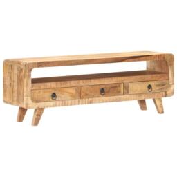 Berkfield Home TV Cabinet 117x30x41 cm Solid Rough Mango Wood in Brown - Size: 117 x 30 x 41 cm - thumbnail 1