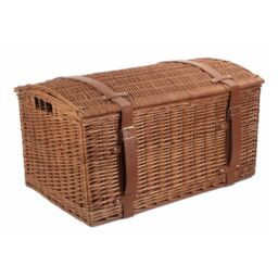 Red Hamper Wicker Light Steamed Domed Storage Hamper in Brown - Size: Small - thumbnail 1