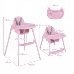 CASART 4-in-1 Baby High Chair Convertible Highchair w/5-Point Safety Harness in Pink - thumbnail 3