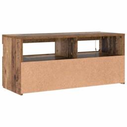 Berkfield Home TV Cabinet with LED Lights Old Wood 90x35x40 cm Engineered Wood in Brown - Size: 90 x 35 x 40 cm - thumbnail 9